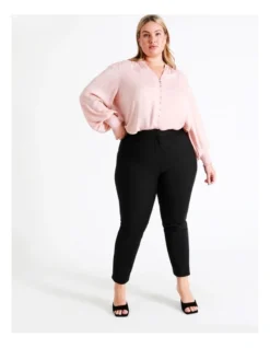 Maya Cotton Sateen Mid Rise Cropped Pants In Black