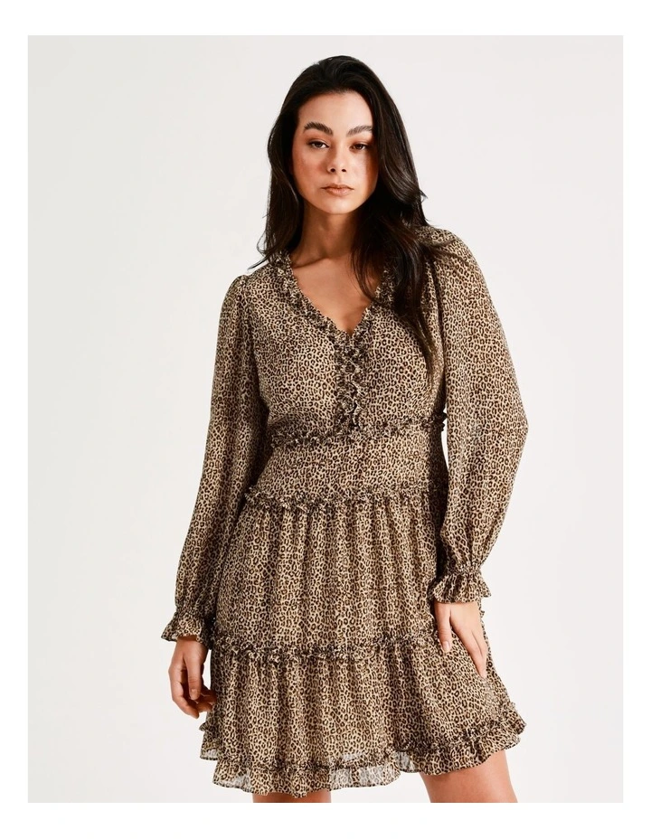 Frill Detail Recycled Blend Mini Dress In Multi