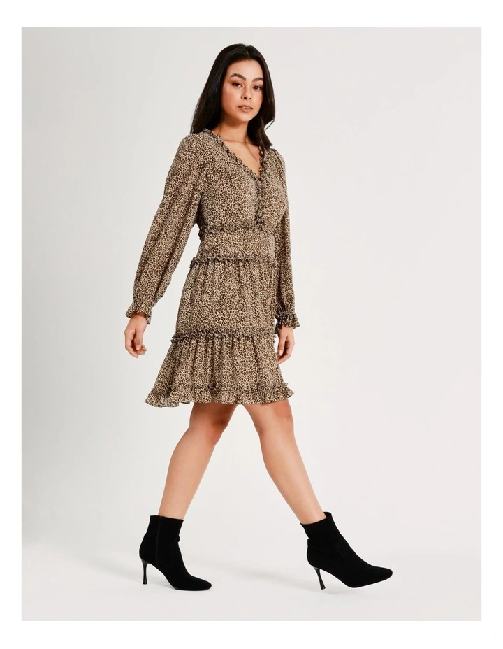 Frill Detail Recycled Blend Mini Dress In Multi - Image 2