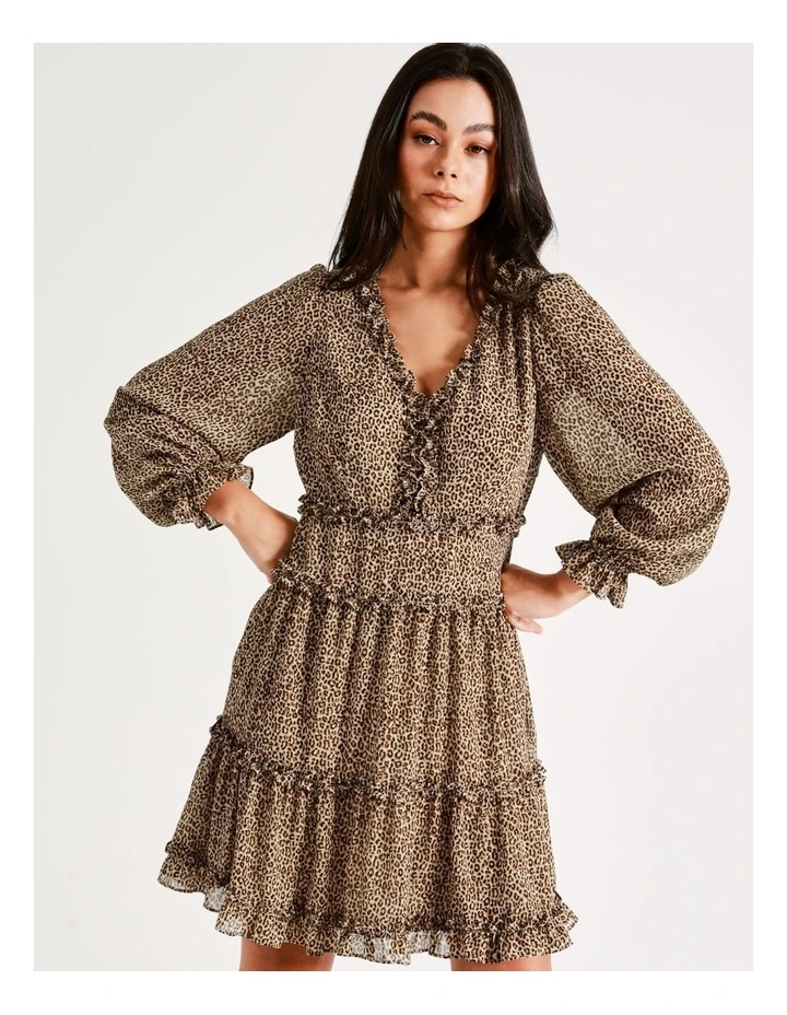 Frill Detail Recycled Blend Mini Dress In Multi - Image 6