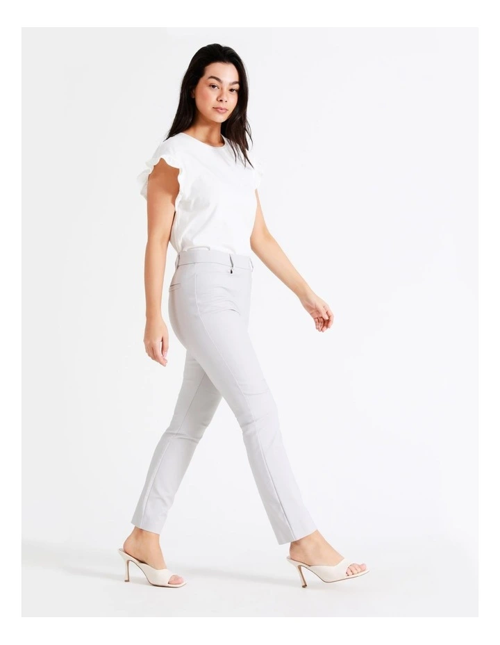 Maya Mid Rise Cropped Organic Cotton Sateen Pants In Grey