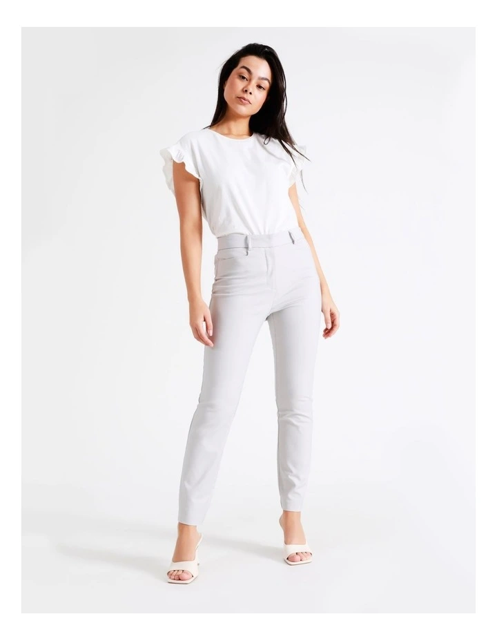 Maya Mid Rise Cropped Organic Cotton Sateen Pants In Grey - Image 4
