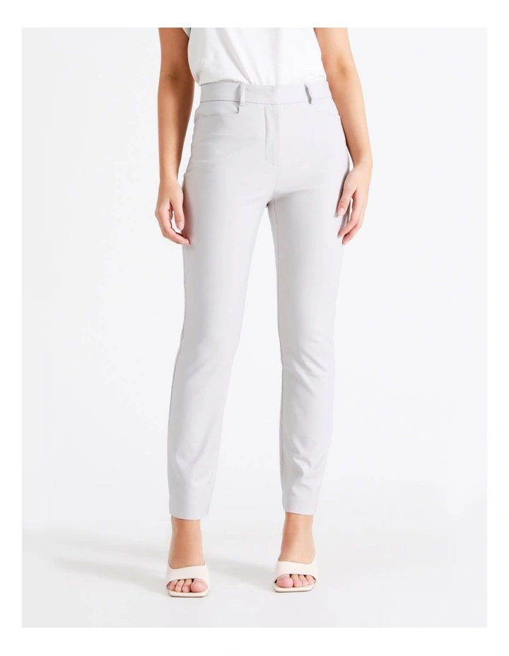 Maya Mid Rise Cropped Organic Cotton Sateen Pants In Grey - Image 5