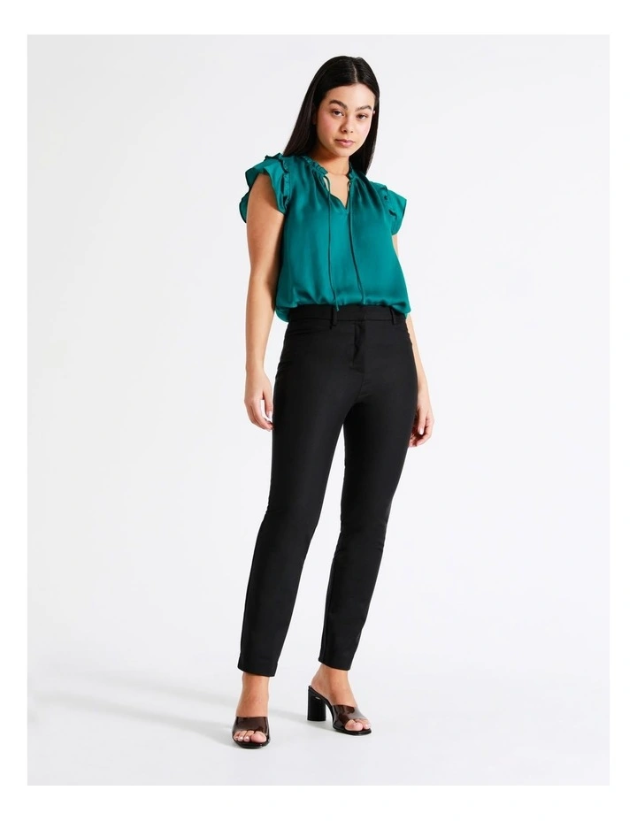 Maya Mid Rise Cropped Organic Blend Cotton Sateen Pants In Black - Image 3