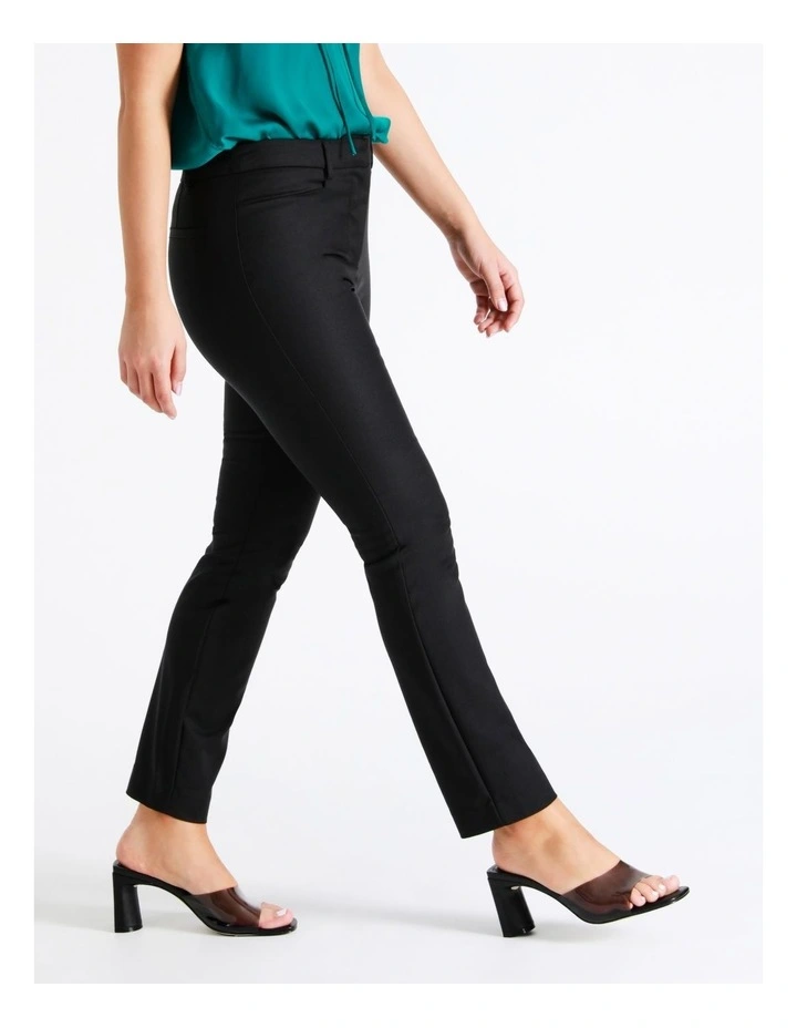 Maya Mid Rise Cropped Organic Blend Cotton Sateen Pants In Black - Image 5