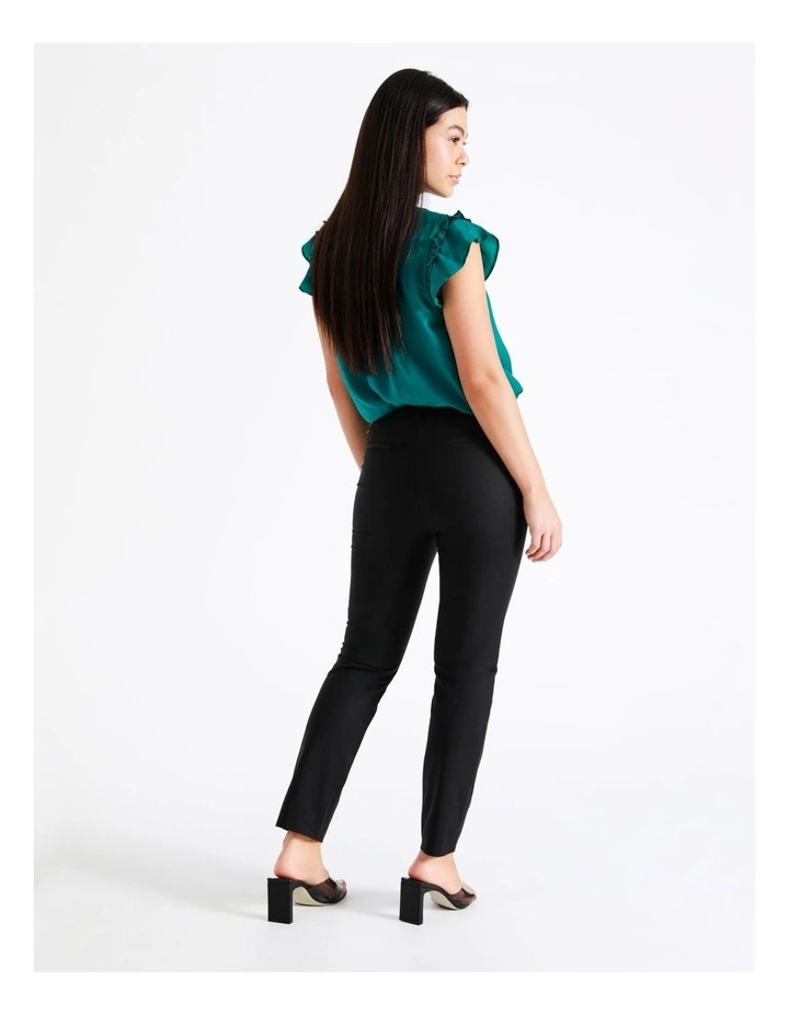 Maya Mid Rise Cropped Organic Blend Cotton Sateen Pants In Black - Image 7