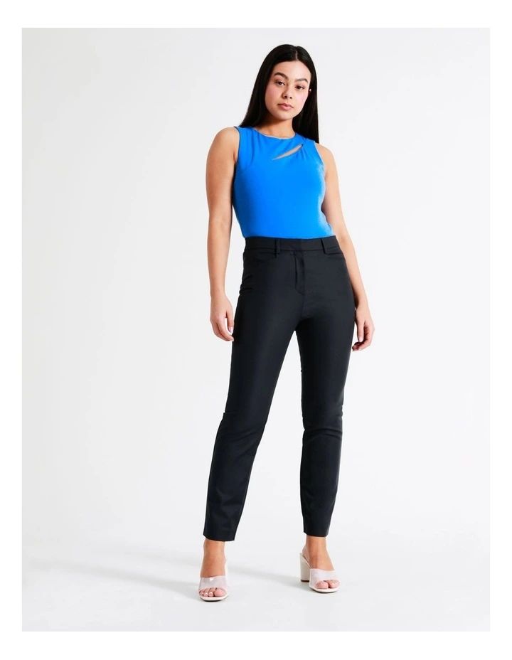 Maya Mid Rise Cropped Organic Cotton Sateen Pants In Navy