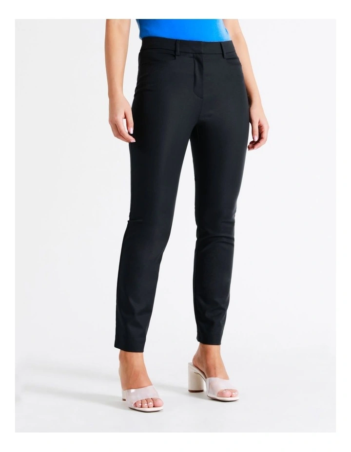 Maya Mid Rise Cropped Organic Cotton Sateen Pants In Navy - Image 2