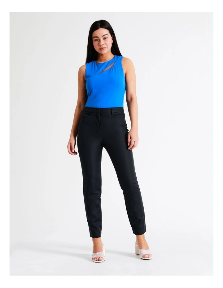 Maya Mid Rise Cropped Organic Cotton Sateen Pants In Navy - Image 3