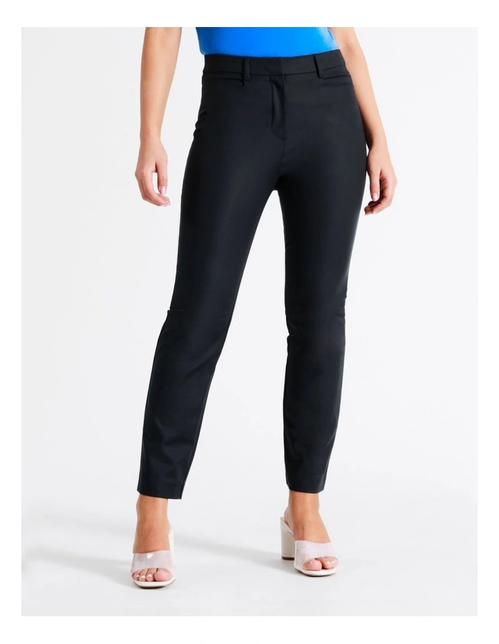 Maya Mid Rise Cropped Organic Cotton Sateen Pants In Navy - Image 4