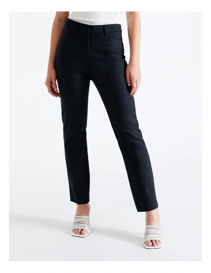 Maya Mid Rise Cropped Organic Blend Cotton Sateen Pants In Navy - Image 2