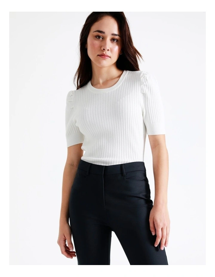 Maya Mid Rise Cropped Organic Blend Cotton Sateen Pants In Navy - Image 5