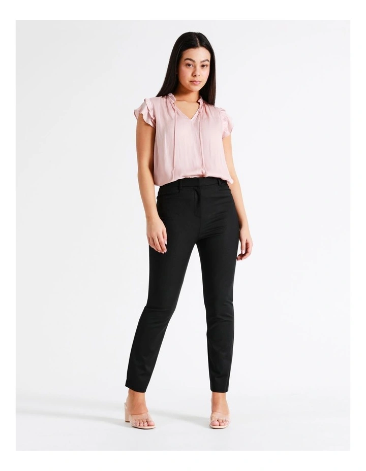 Helena High Rise Full Length Organic Blend Cotton Sateen Pants In Black - Image 3