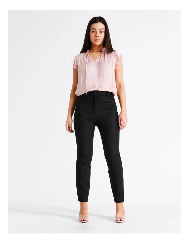 Helena High Rise Full Length Organic Blend Cotton Sateen Pants In Black - Image 6