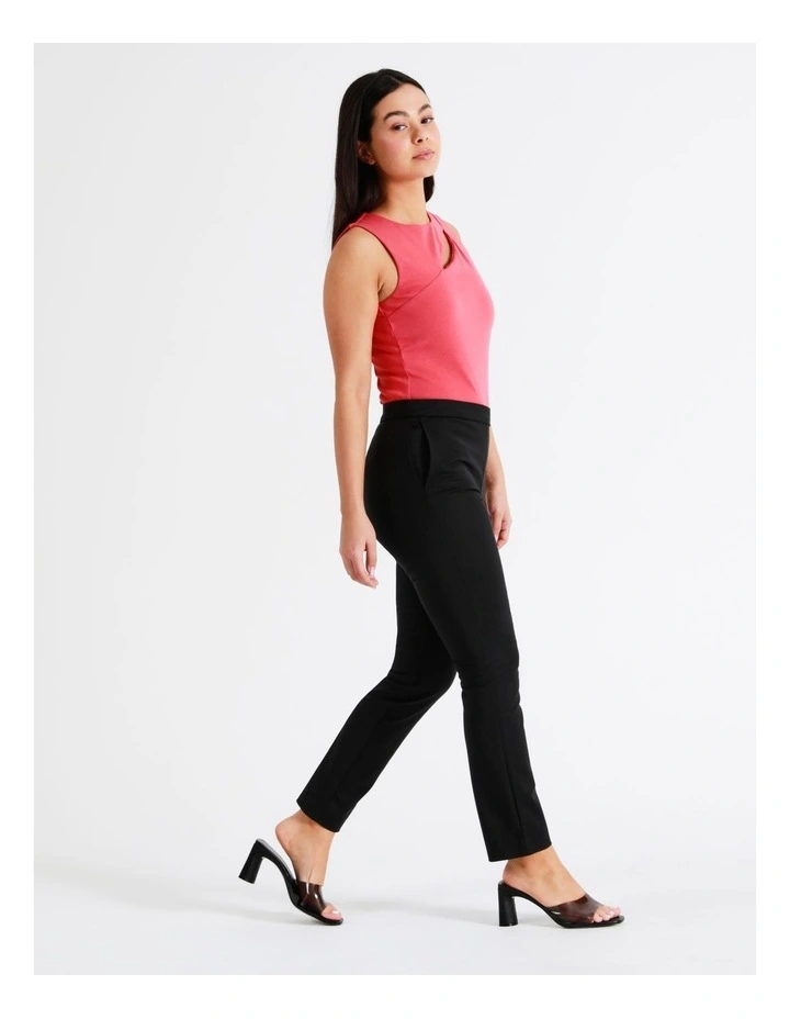 Penelope Mid Rise Organic Blend Cotton Sateen Pants In Black - Image 3