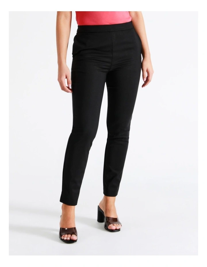 Penelope Mid Rise Organic Blend Cotton Sateen Pants In Black - Image 7
