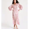 Recycled Satin Maxi Shirt Dress In Pink