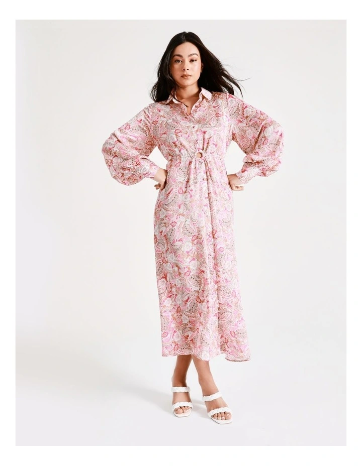 Recycled Satin Maxi Shirt Dress In Pink