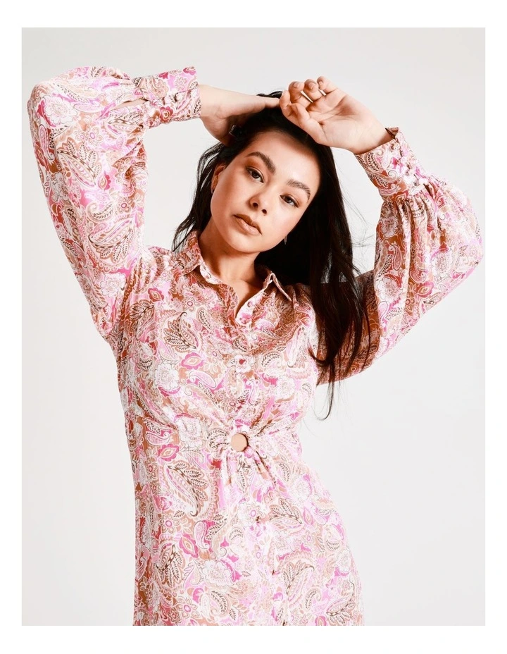 Recycled Satin Maxi Shirt Dress In Pink - Image 3