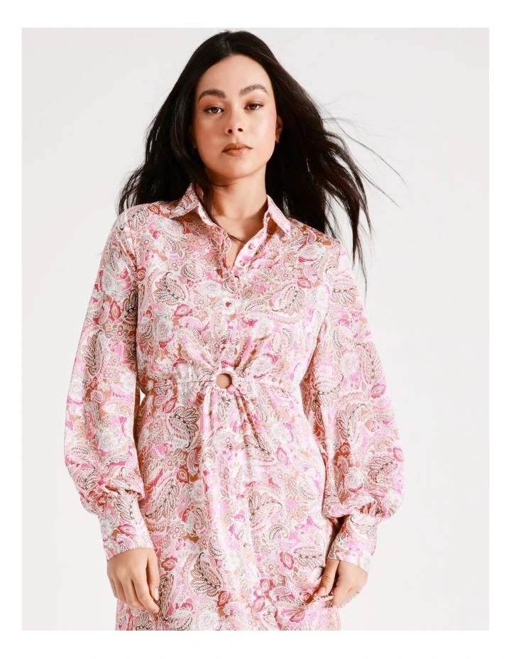 Recycled Satin Maxi Shirt Dress In Pink - Image 4