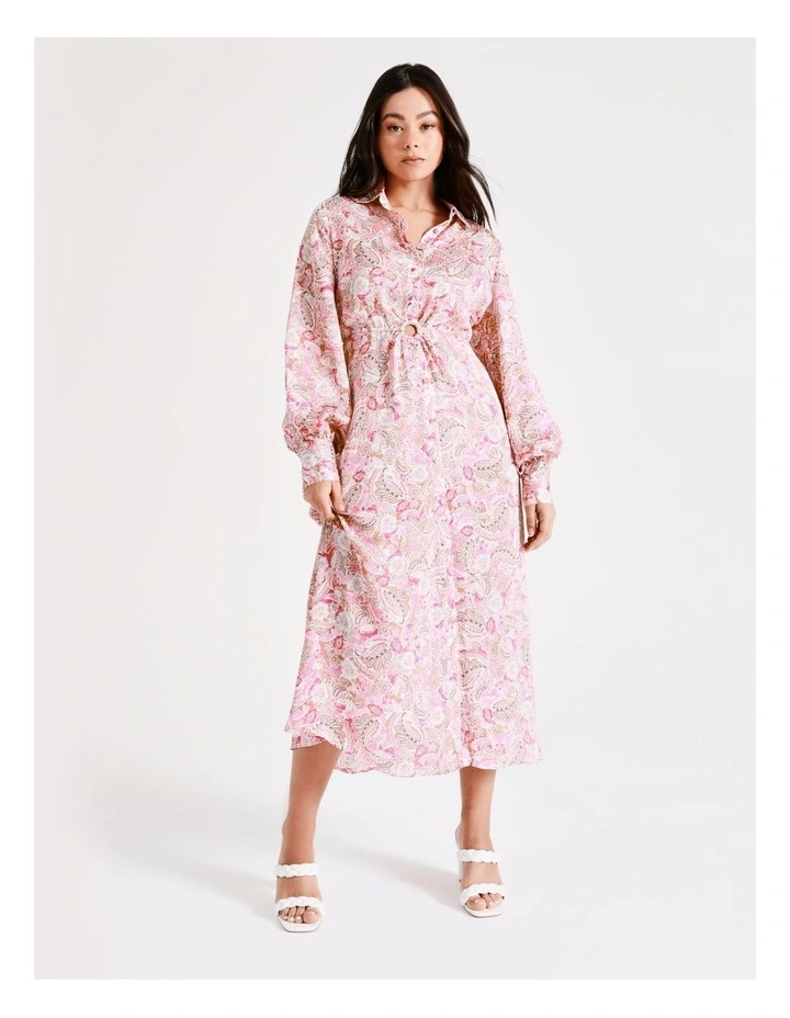 Recycled Satin Maxi Shirt Dress In Pink - Image 5