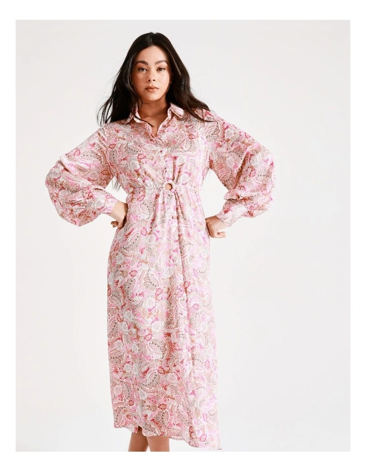 Recycled Satin Maxi Shirt Dress In Pink - Image 6