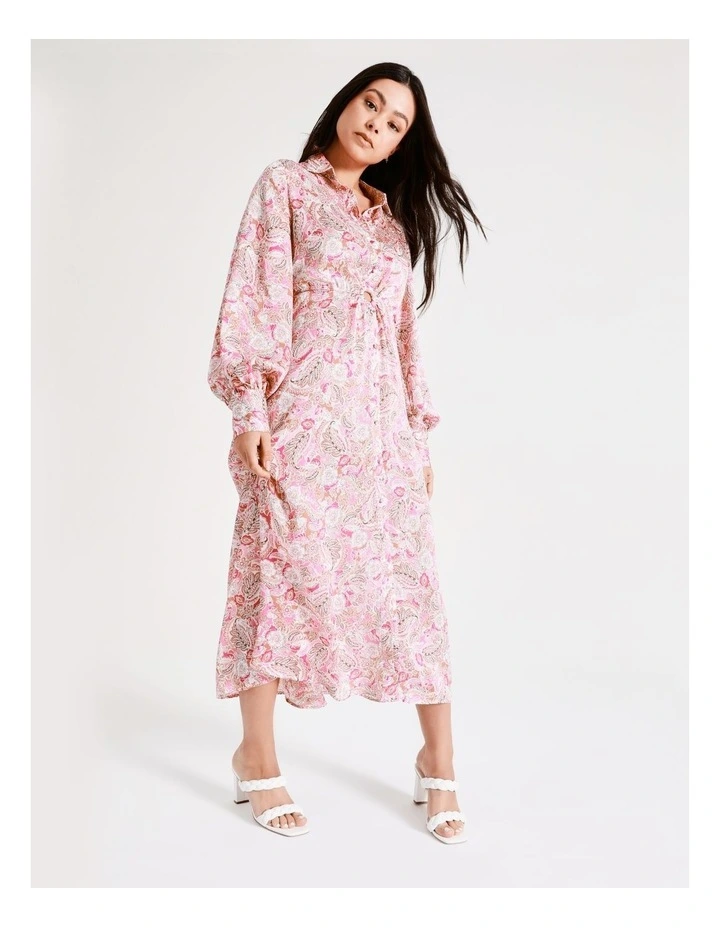 Recycled Satin Maxi Shirt Dress In Pink - Image 7