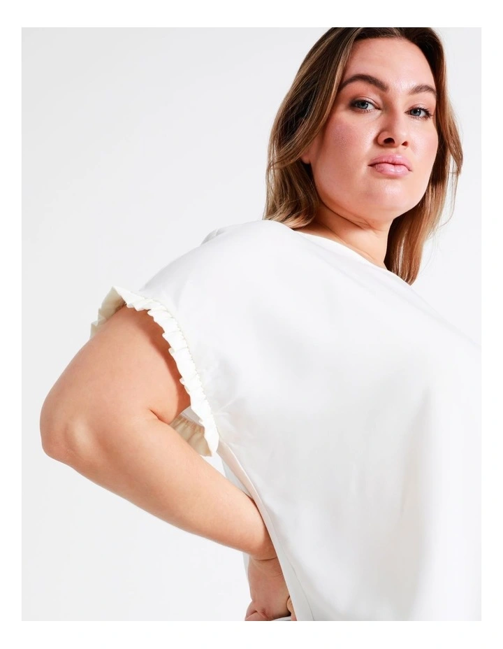 Relaxed Frill Sleeve Top In Cream - Image 2