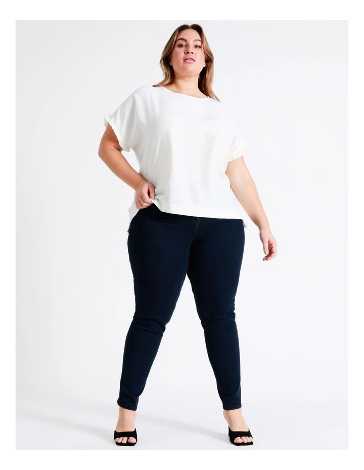 Relaxed Frill Sleeve Top In Cream - Image 5