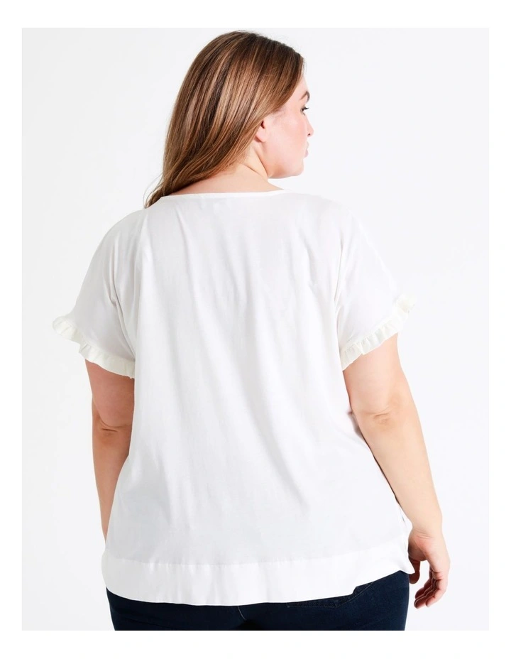 Relaxed Frill Sleeve Top In Cream - Image 7
