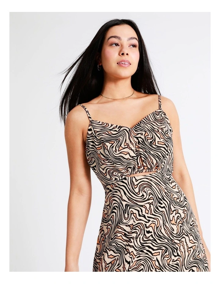 Cut Out Recycled Satin Slip Midi Dress In Natural - Image 2