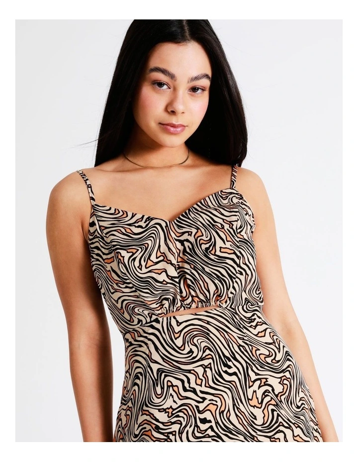 Cut Out Recycled Satin Slip Midi Dress In Natural - Image 5