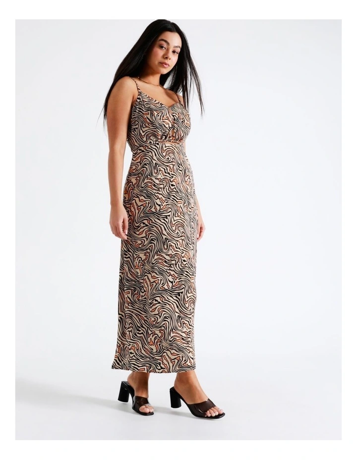 Cut Out Recycled Satin Slip Midi Dress In Natural - Image 6