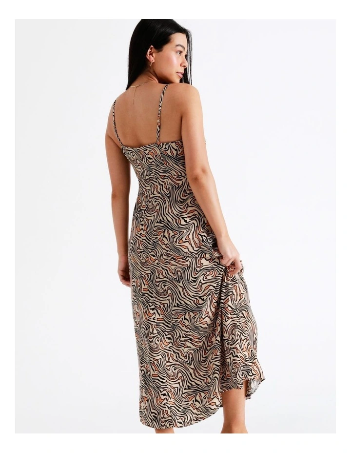 Cut Out Recycled Satin Slip Midi Dress In Natural - Image 7