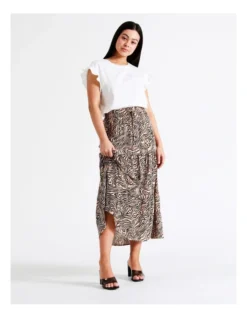 Tiered Midi Skirt In Natural