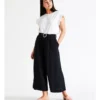 Wide Leg Culotte In Navy