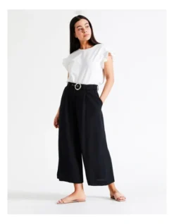 Wide Leg Culotte In Navy