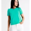 Statement Frill Oranic Cotton Blend Tee In Turquoise