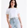 Statement Frill Organic Cotton Blend Tee In White