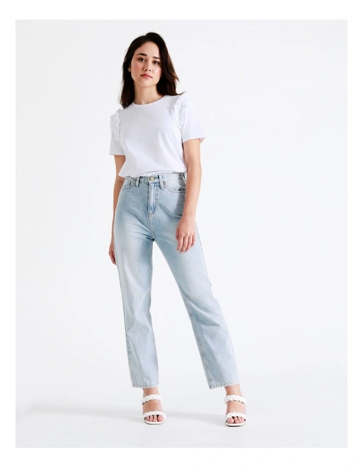 Statement Frill Organic Cotton Blend Tee In White - Image 3