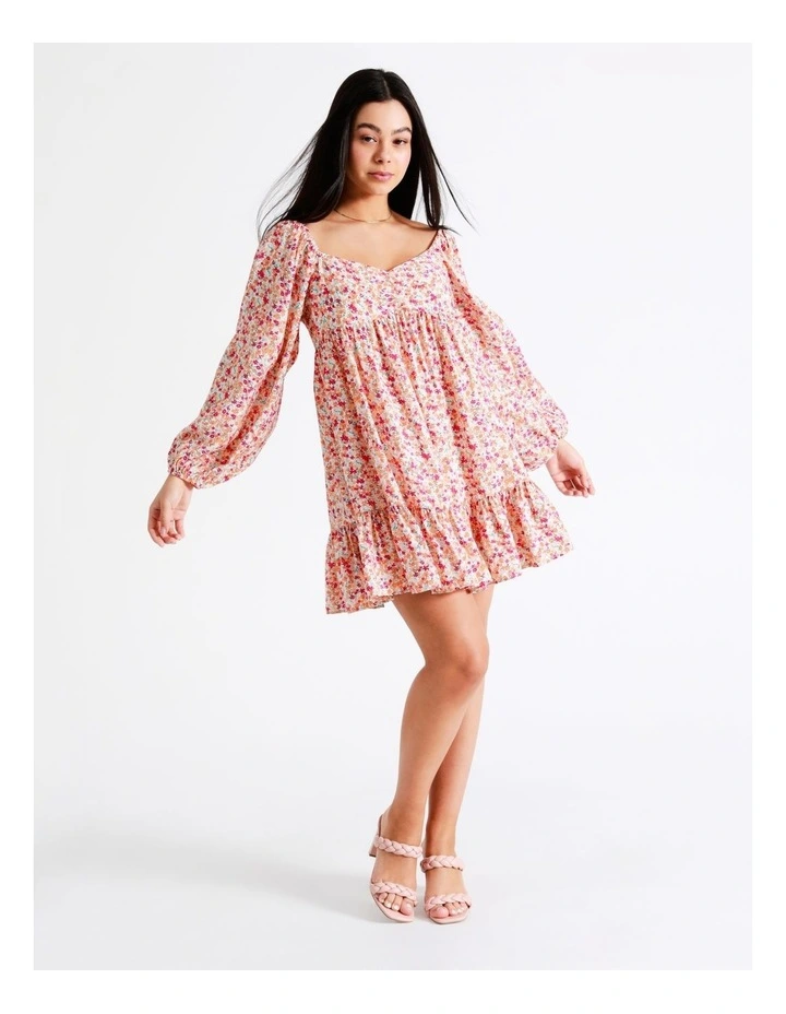 Babydoll Puff Sleeve Mini Dress In Assorted - Image 2