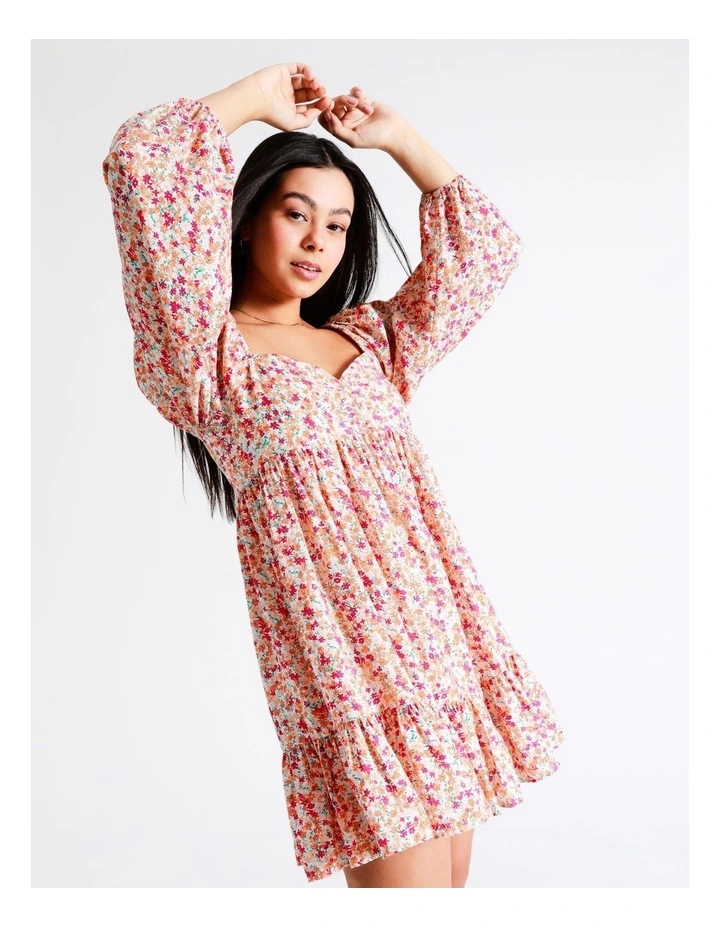 Babydoll Puff Sleeve Mini Dress In Assorted - Image 3