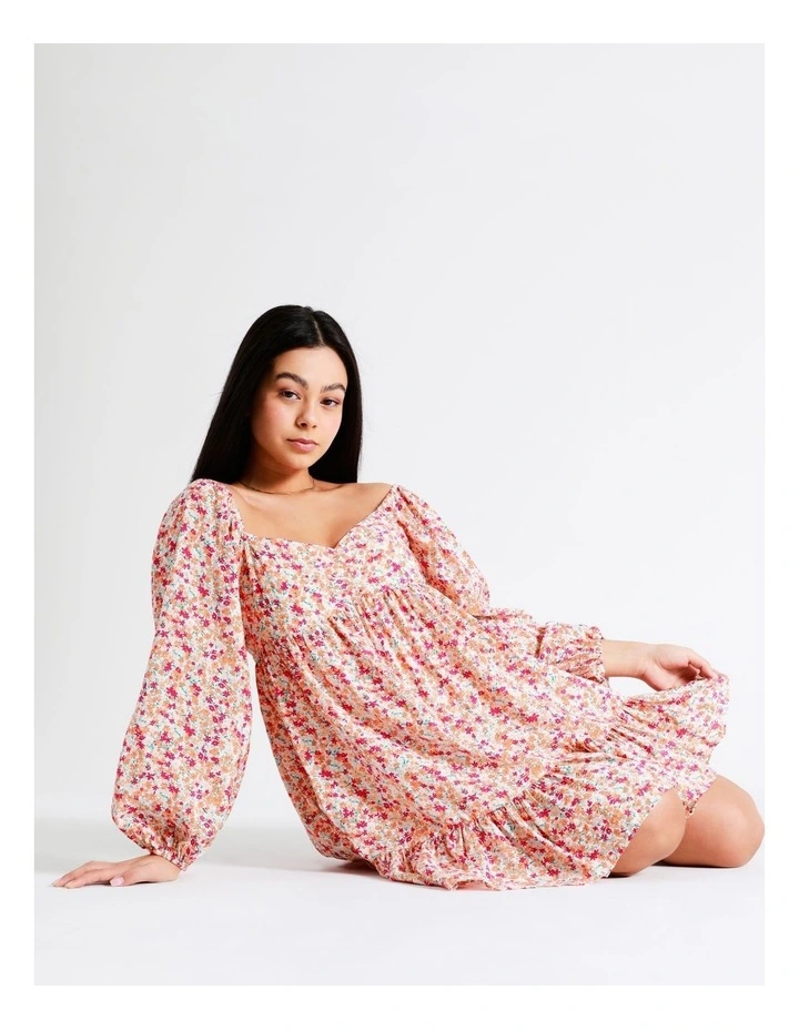 Babydoll Puff Sleeve Mini Dress In Assorted - Image 4