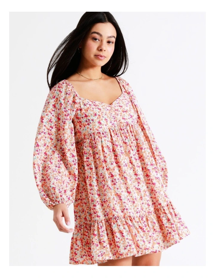 Babydoll Puff Sleeve Mini Dress In Assorted - Image 5