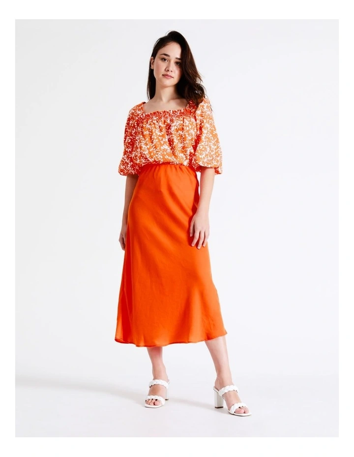 Recycled Blend Satin Slip Skirt In Orange - Image 2