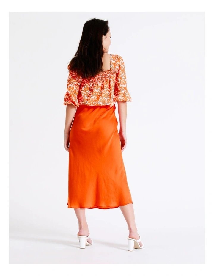 Recycled Blend Satin Slip Skirt In Orange - Image 5