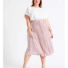 Curve Recycled Crinkle Satin Midi Skirt In Blush