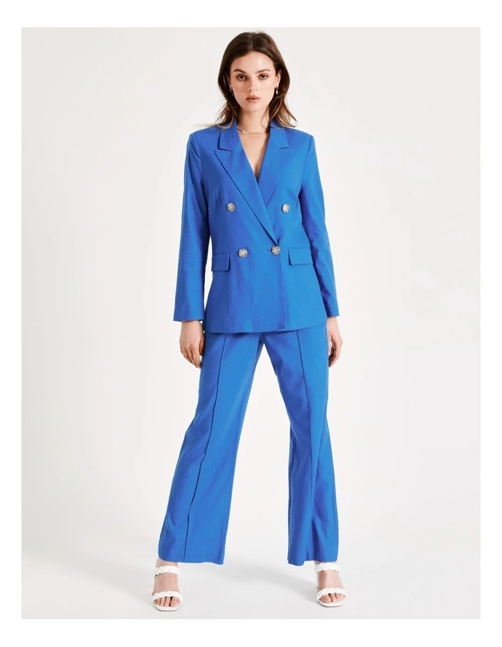 European Linen Blend Double Breasted Blazer In Cobalt - Image 6