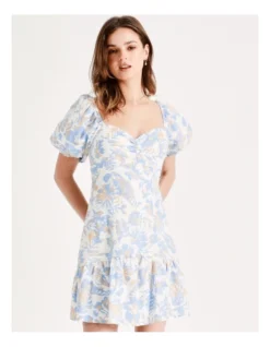 European Linen Blend Sweetheart Mini Dress In Assorted