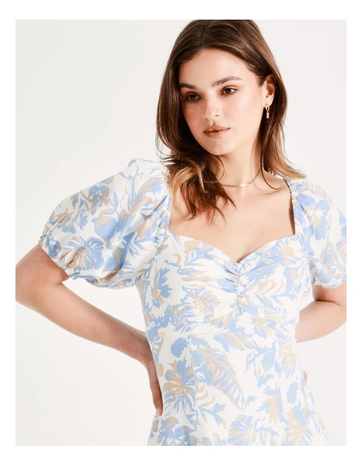 European Linen Blend Sweetheart Mini Dress In Assorted - Image 2